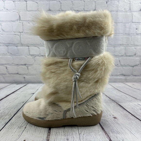 PAJAR OSCAR ITALIAN Sport Goat Hair Boots Ivory‎ WOMENS SZ US 6.5 EU 37 - Picture 3 of 16